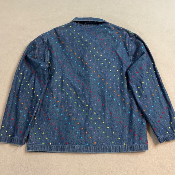 Vintage Patchington Denim Jacket Embroidered Polka Dot Buttons Women's Medium - Picture 2 of 8